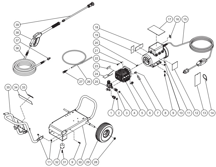 MITM JP-2003-1ME1 pressure washer parts and manual